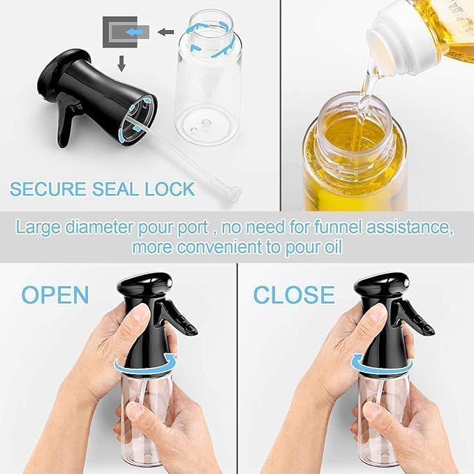 Vasunra 2-in-1 Olive Oil Sprayer & Dispenser Bottle for Kitchen – 500ml Glass Oil Container with Premium Nozzle for Healthy Cooking & Salads