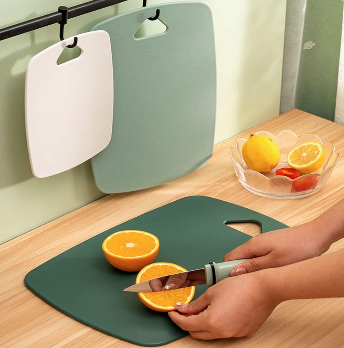 Kintora Gorilla Grip Durable Cutting Board Set of 3 – BPA-Free, Reversible & Dishwasher Safe Plastic Boards with Non-Slip Handles for Kitchen Chopping & Cooking