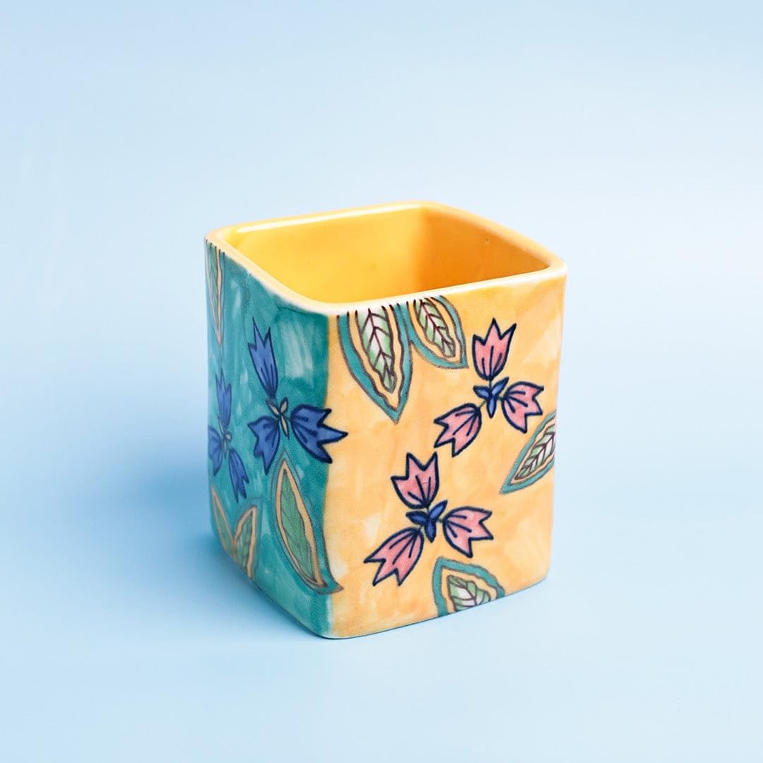 niboda Handpainted Cutlery Holder | Ceramic Cutlery Stand for Kitchen Knives & Spoons | Non-Toxic & Dishwasher Safe