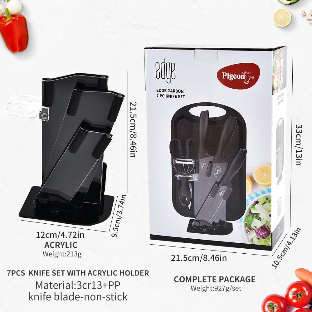 Penguin Edge Stainless Steel Kitchen Combo Set – 3 Knives, Chopping Board, Peeler, Scissor & Stand for Multipurpose Use