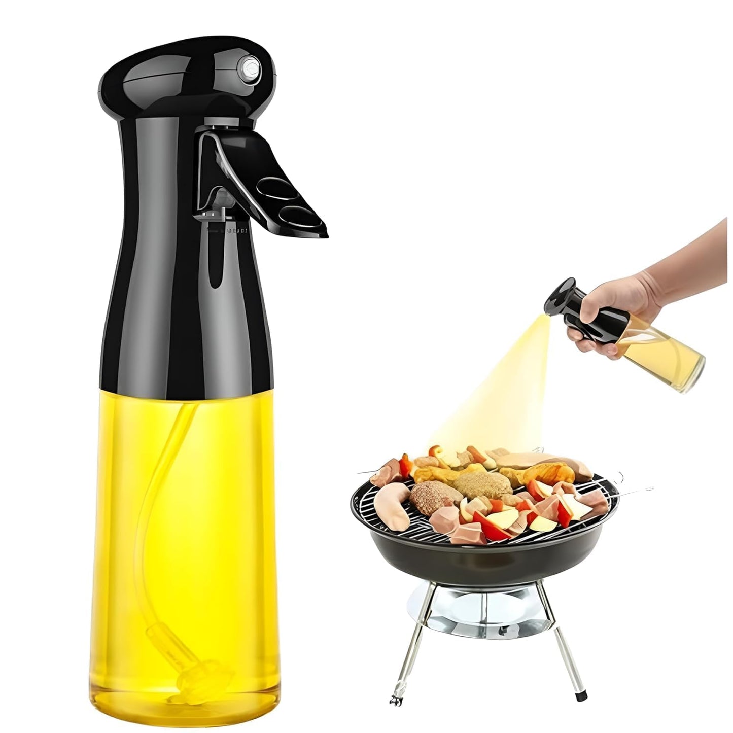Vasunra 2-in-1 Olive Oil Sprayer & Dispenser Bottle for Kitchen – 500ml Glass Oil Container with Premium Nozzle for Healthy Cooking & Salads