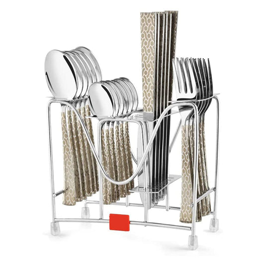 Mastree Pacific 24-Piece Stainless Steel Cutlery Set with Hanging Stand – Includes Spoons, Forks, Knives & Teaspoons
