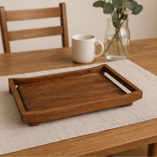 IARN Homes Elegant Wooden Serving Tray with Raised Edges – Stylish Decorative Tray for Coffee Table & Ottomans