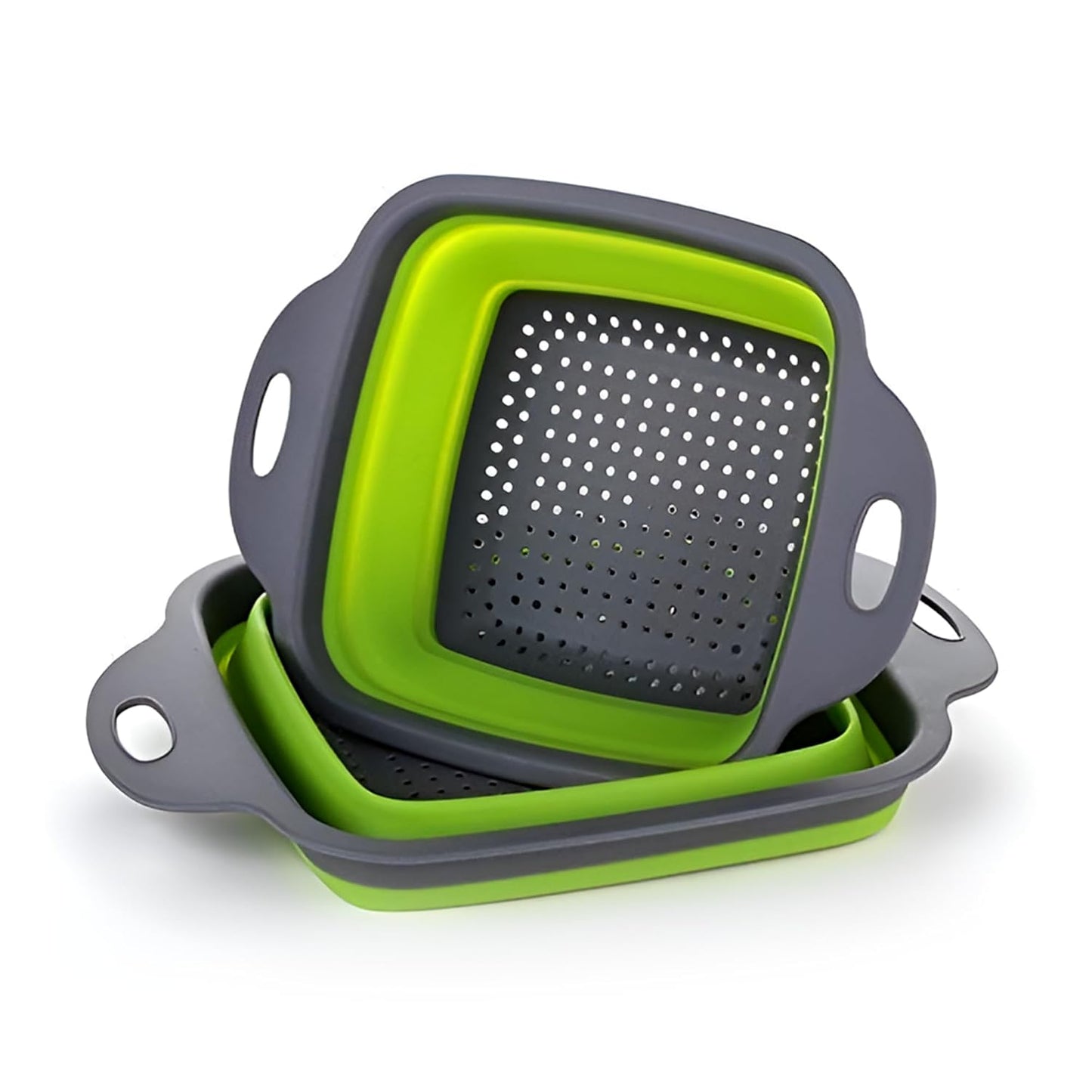 RIMythm Collapsible Colander & Strainer Set of 2 | Foldable Vegetable & Fruit Washing Baskets | Space-Saving Kitchen Tools
