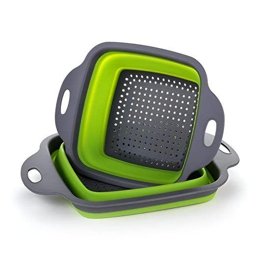 RIMythm Collapsible Colander & Strainer Set of 2 | Foldable Vegetable & Fruit Washing Baskets | Space-Saving Kitchen Tools