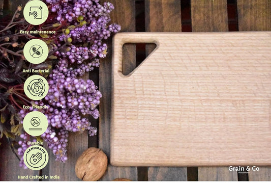 Grayndel 12x8 Maple Wood Chopping Board | Premium Single-Piece Build | Smooth, Durable, Dye-Free & Antibacterial Surface