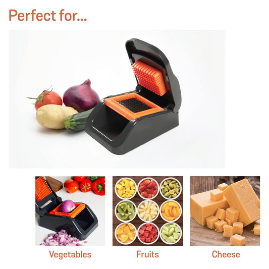 Nostren 2-in-1 Vegetable Dicer with Storage Container, Cutter & Slicer Tool | Kitchen Essentials | Home Cooking Accessories | Onion Chopper Machine