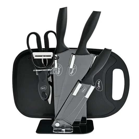 Penguin Edge Stainless Steel Kitchen Combo Set – 3 Knives, Chopping Board, Peeler, Scissor & Stand for Multipurpose Use
